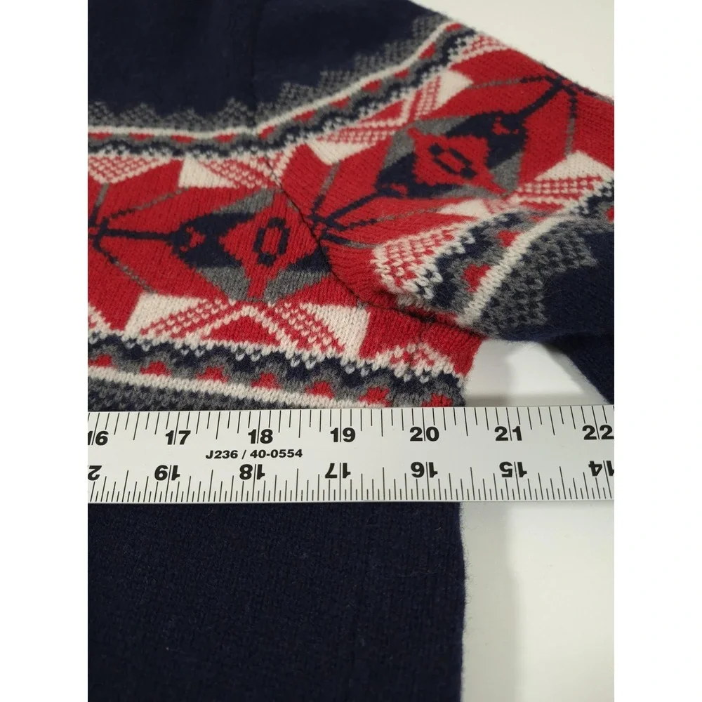 Brooks Brothers Sweater Mens M Blue Wool Full Zip Fair Isle Mock Neck Knit
